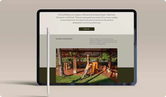 Le site Casa Kandamy sur tablette