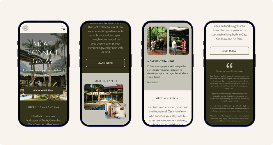 Version mobile du site Casa Kandamy